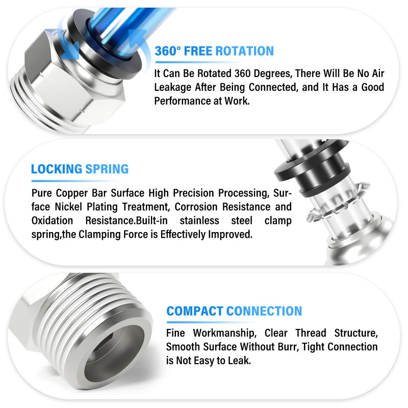 TAILONZ PNEUMATIC Male Straight 12mm Tube OD x 1/2 Inch NPT Thread Push to Connect Fittings PC12-N4 (Pack of 5) - Image 3